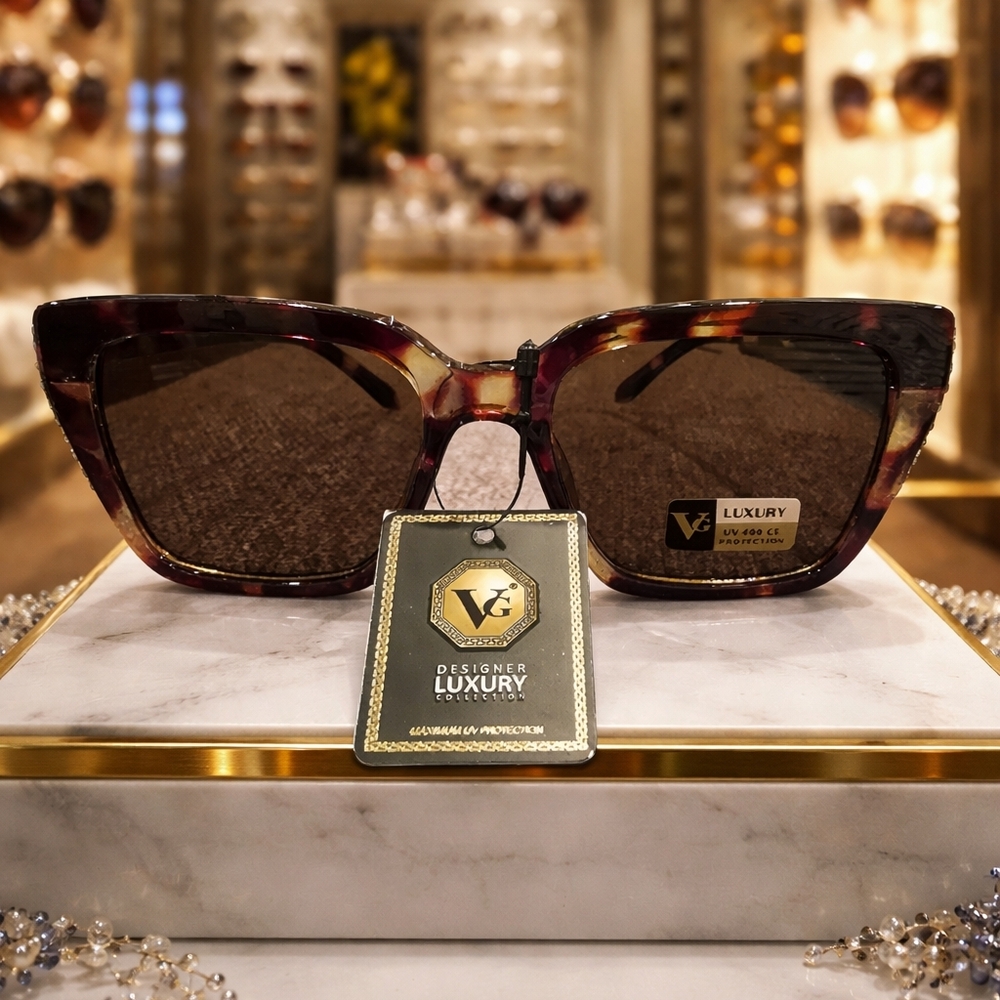 Tortoise Sunglasses With Faux Rhrinestones